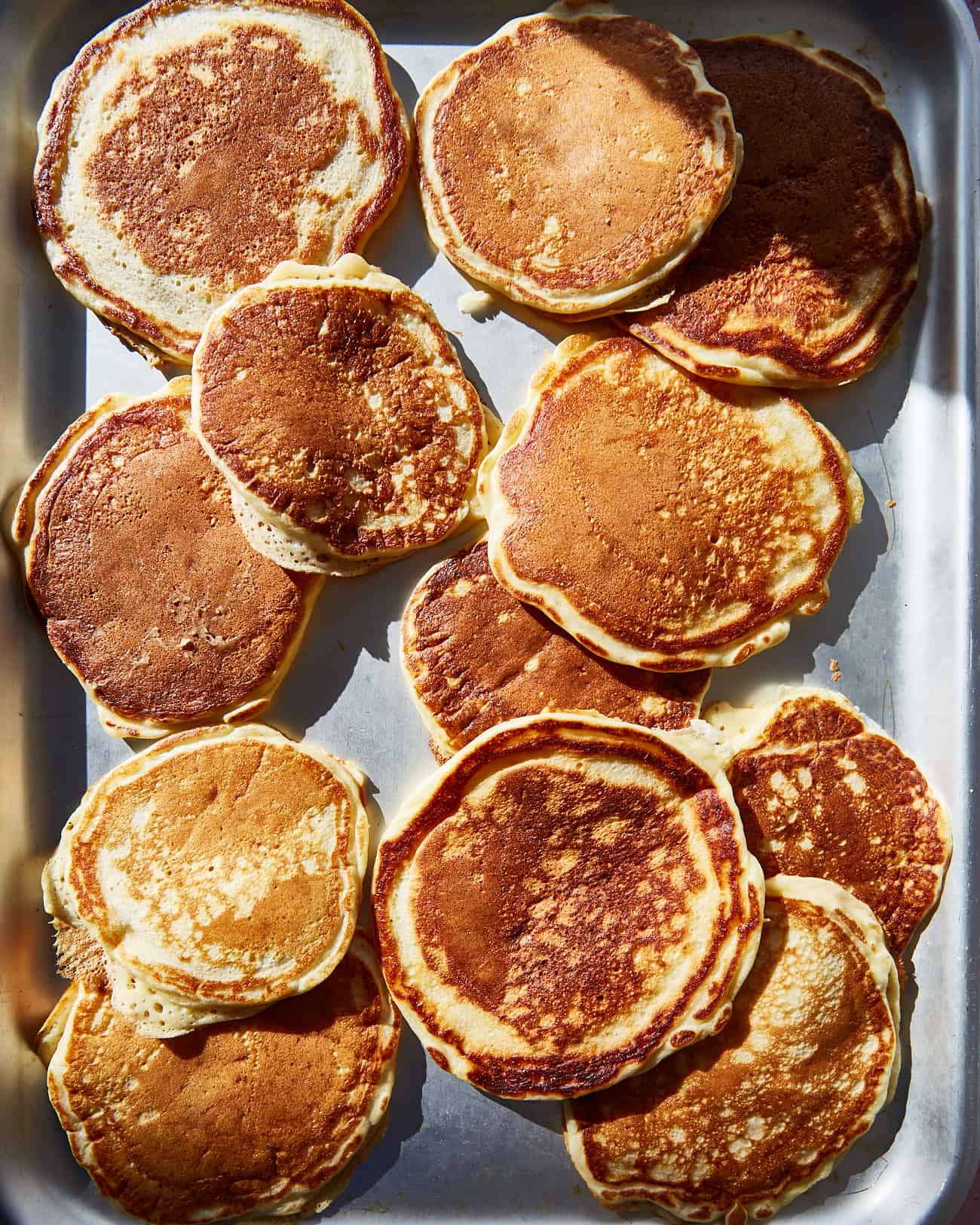 fluffy American pancakes on a tray