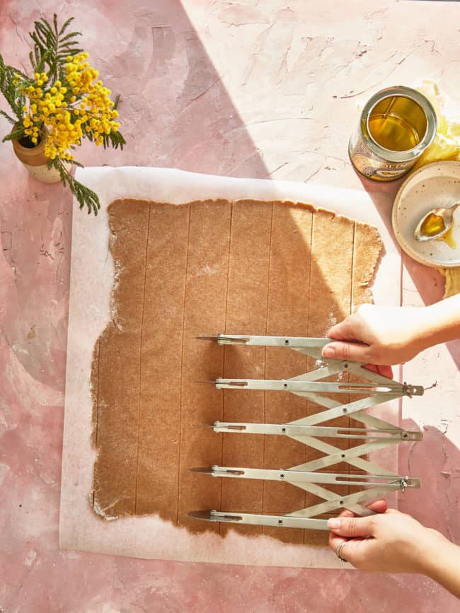 cutting out graham cracker dough