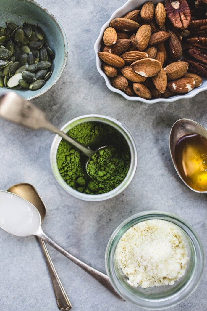 Grain Free Matcha Granola and Iced Coconut Matchaccinos