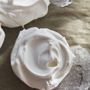 baked meringue on a tray