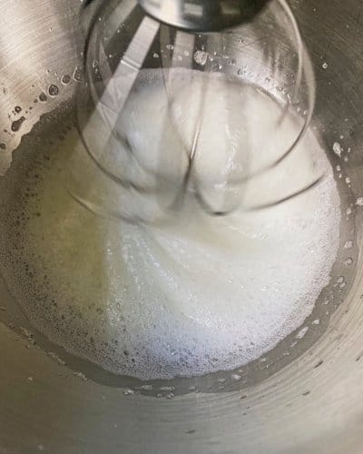 whisking egg whites to soft peaks