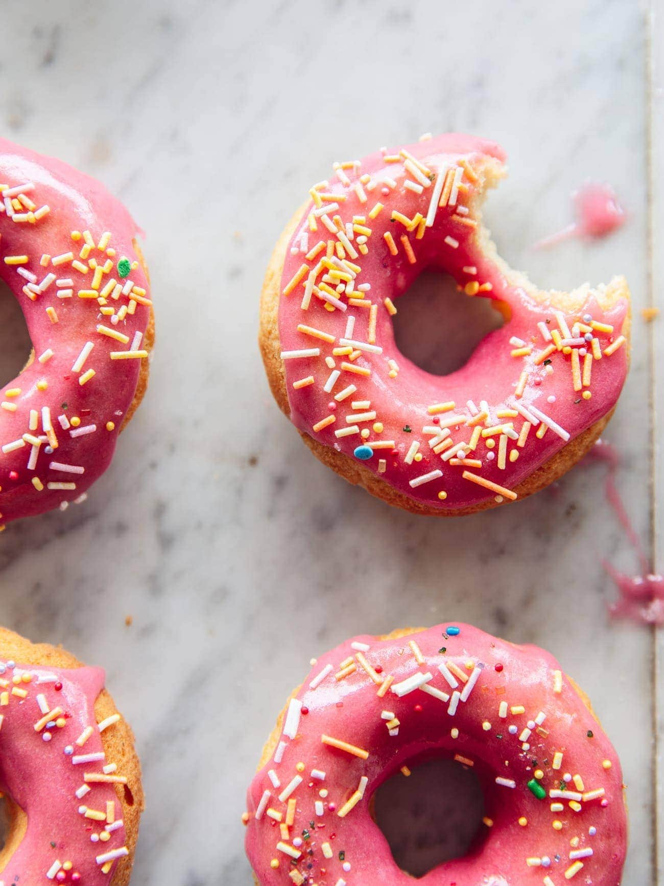 Rhubarb Baked Doughnuts by food blogger Izy Hossack