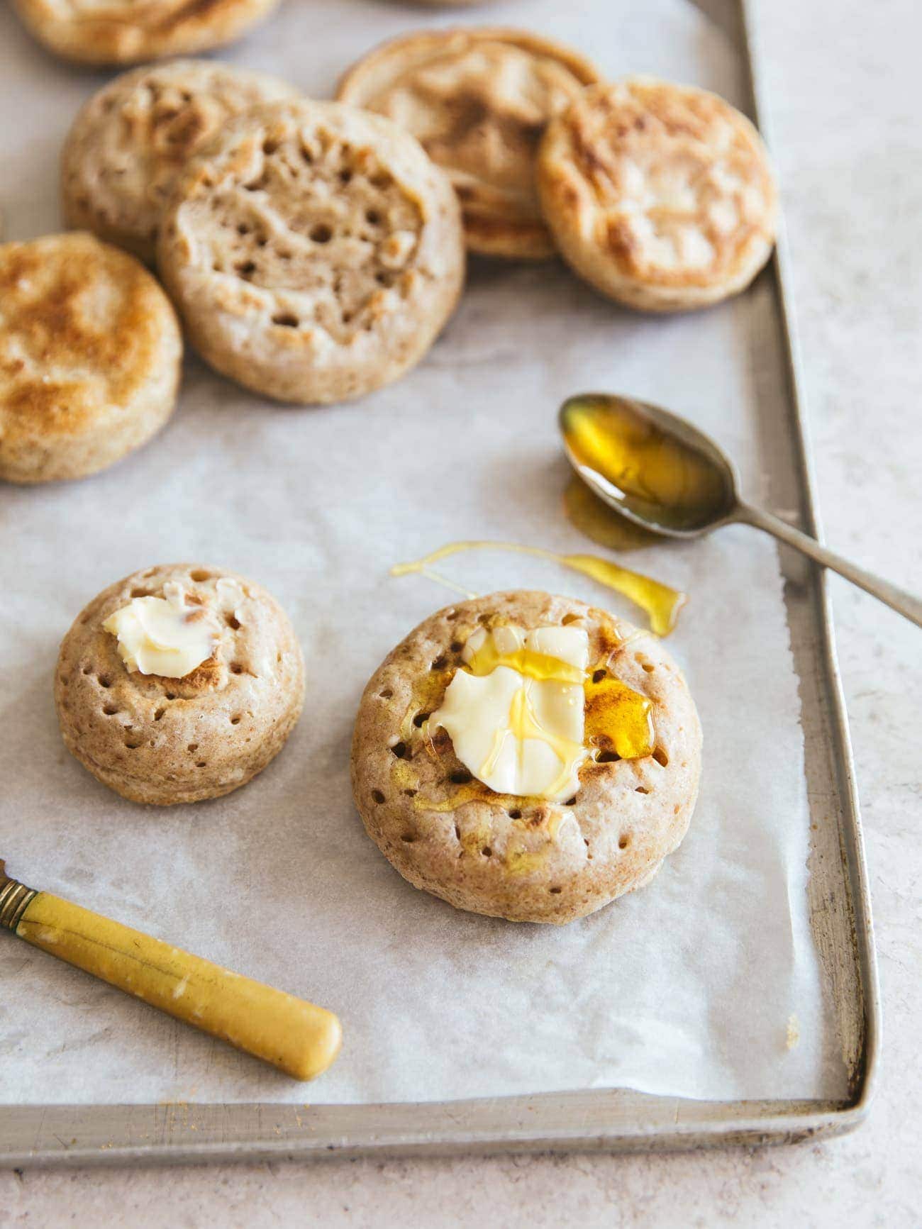 Sourdough Crumpets - how to make sourdough crumpets by Izy Hossack