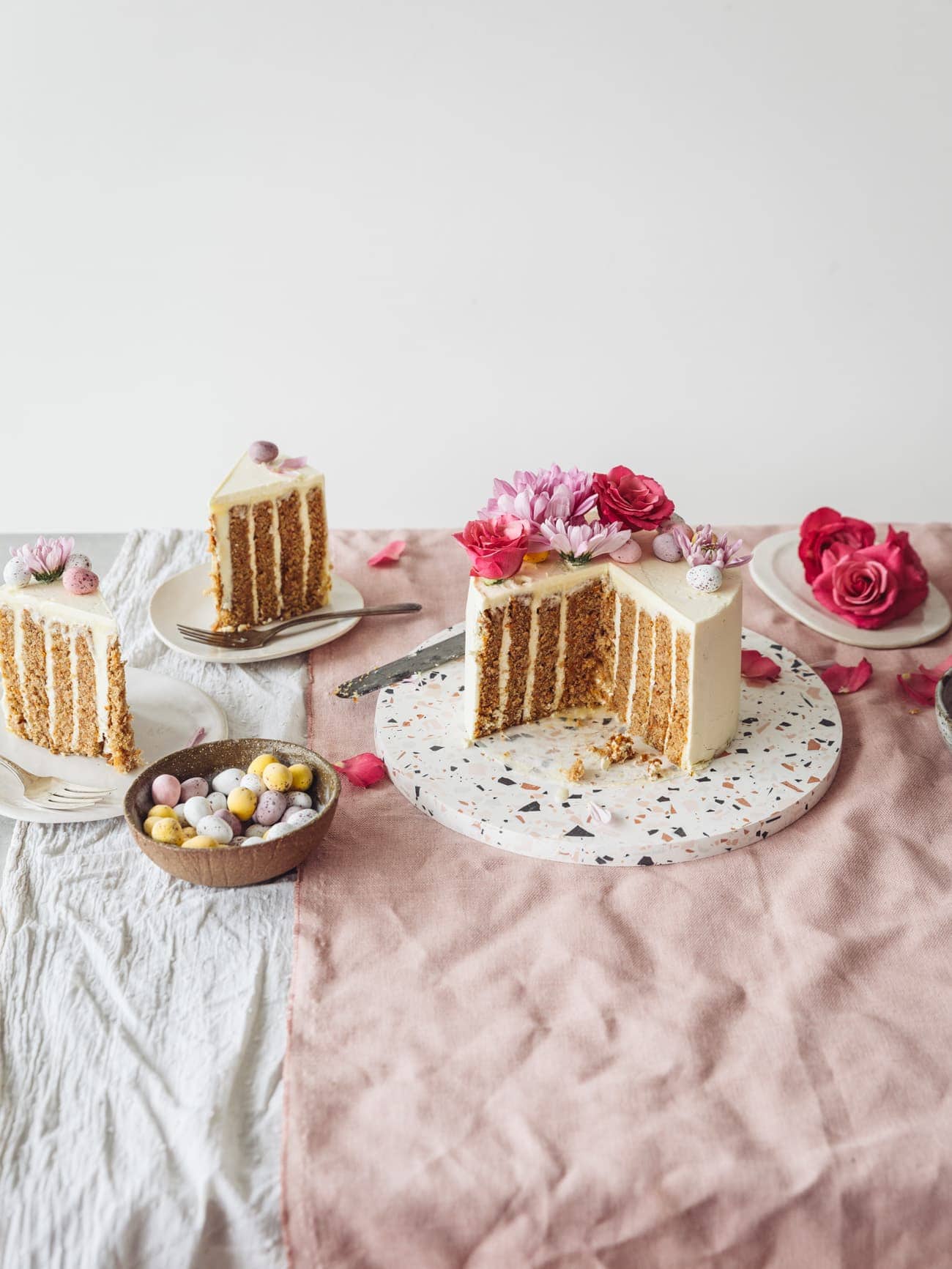 Vertical Layer Carrot Cake with vanilla Swiss Meringue Buttercream by Izy Hossack