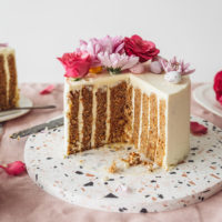 Vertical Layer Carrot Cake with vanilla Swiss Meringue Buttercream by Izy Hossack